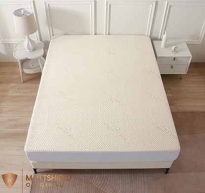 Luxury Waterproof Organic Mattress Protector Twin Size - Organic Cotton Breathable Mattress Pad Cover - Premium 380 GSM 3D Air Fabric - Deep Pocket - Jersey Cotton Skirt - Fitted Design