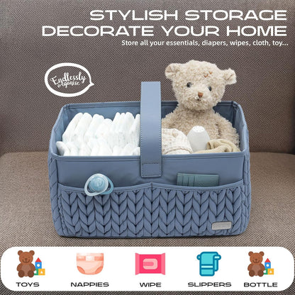 Luxurious Baby Diaper Caddy, Nursery Storage Basket for Newborn Essentials, Travel Baby Basket for Diapers Baby Wipes, Organizer Tote Bag Storage Bin, Baby Shower Gifts(Beige)
