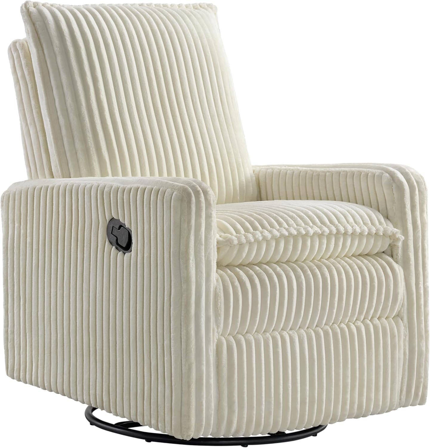 Oxford Baby Uptown Upholstered Glider Recliner Rocking Chair 360° Swivel for Nursery and Living Room - Boucle White