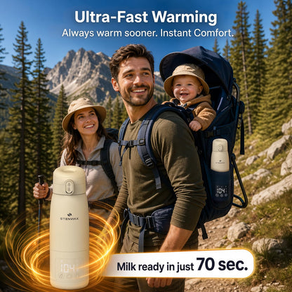 Portable Bottle Warmer for Travel & Night Feeding, Baby Milk Warmer with Built-in Sterilizer, 70 Sec Breast Milk Warming, 2 Min Formula Water Heating, 14,000mAh Battery, 15+ Feeds, 17 oz Capacity