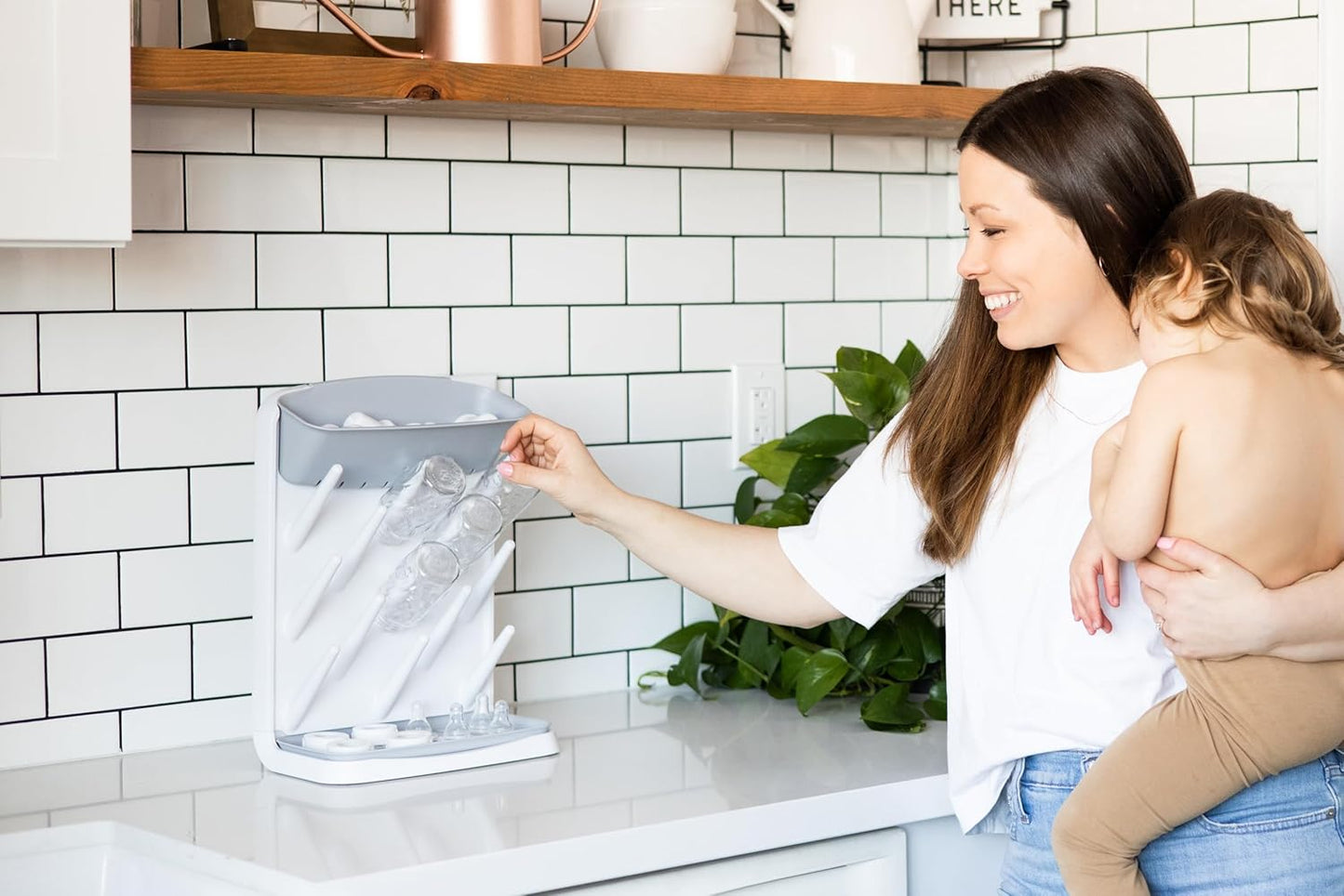 Ubbi 3-in-1 Collapsible Microwave Wash Bin, Baby Bottle Sterilizer & Veggie Steamer, Reusable Silicone Steam Bag for Travel or Home Use, Fits Up to 5 Baby Bottles, Dishwasher Safe, Blue