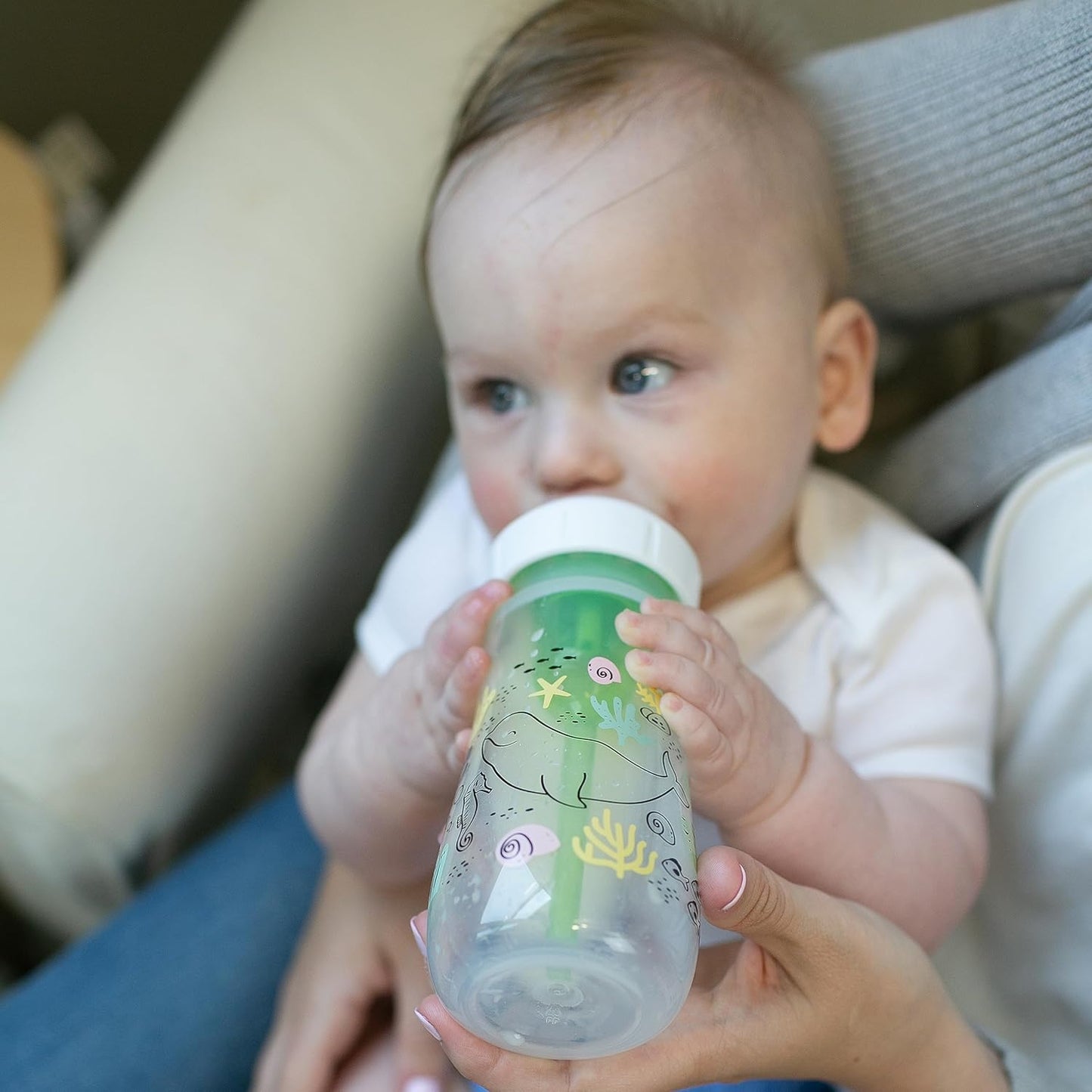 Dr. Brown's Anti-Colic Options + Wide-Neck Baby Bottle Designer Edition Dino Decos, 9oz/270mL, Level 1 Slow Flow Nipple, BPA-Free, 0m+, 2-Pack