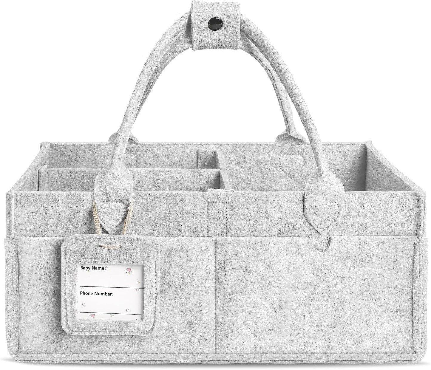 GEMII Diaper Caddy Organizer-Large Baby Caddy Organizer with Handle, Newborn Registry Essentials, Baby Shower Basket Gifts for Boys or Girls (Oatmeal, Large)