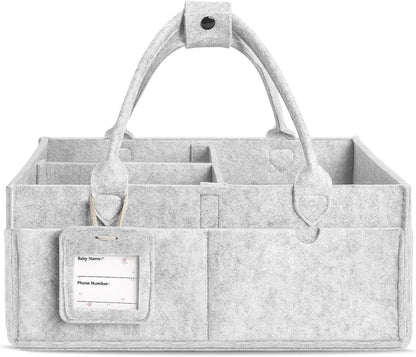 GEMII Diaper Caddy Organizer-Large Baby Caddy Organizer with Handle, Newborn Registry Essentials, Baby Shower Basket Gifts for Boys or Girls (Oatmeal, Large)