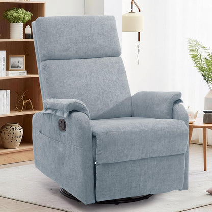 Korser Recliner Chair, Swivel Rocking Recliner Chair for Adults, Glider Rocking Chair, Small Nursery Chair Recliner for Living Room, Reclining Chair with Modern-Designed Armrests, Chenille, Beige