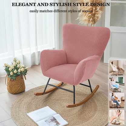 Levoberg Nursery Rocking Chair Cover Stretch Rocker Glider Chairs Cover Slipcovers Jacquard Rocking Accent Chair Cover Recliner Armchair Slipcover for Nursery Living Room Bedroom Office Black