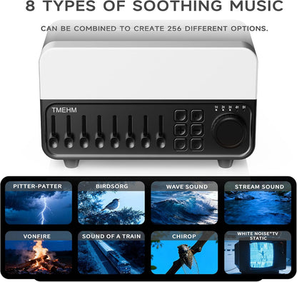 TMEHM 4-in-1 Sleep Sound Machine with White Noise & 8 Nature Sounds, Bluetooth Speaker, Night Light & Aroma Diffuser with Timer for Baby, Kids and Adults (Matte White)