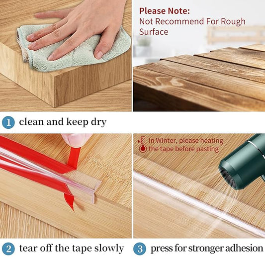 Edge Protector Baby Proofing Corner Protectors Silicone Desk Edge Cushion Child Safety Edge Covers Bumper for Table, Cabinets, Crib, 6.6 ft x 1.2 Inch Edge Protector Strip with 4 Pack Corner Guards