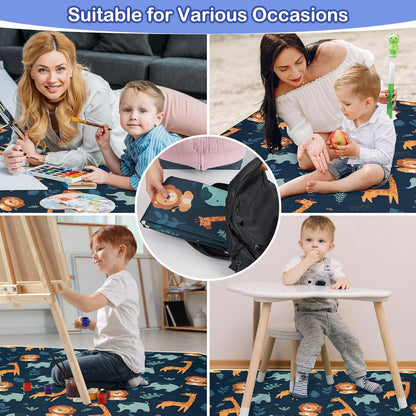 Basumee Splat Mat High Chair Mat Waterproof Baby Play Splat Mat for Under High Chair Food Catcher Highchair Mat for Floor Non Slip Bottom, Pink Rainbow, 46x42 Inches