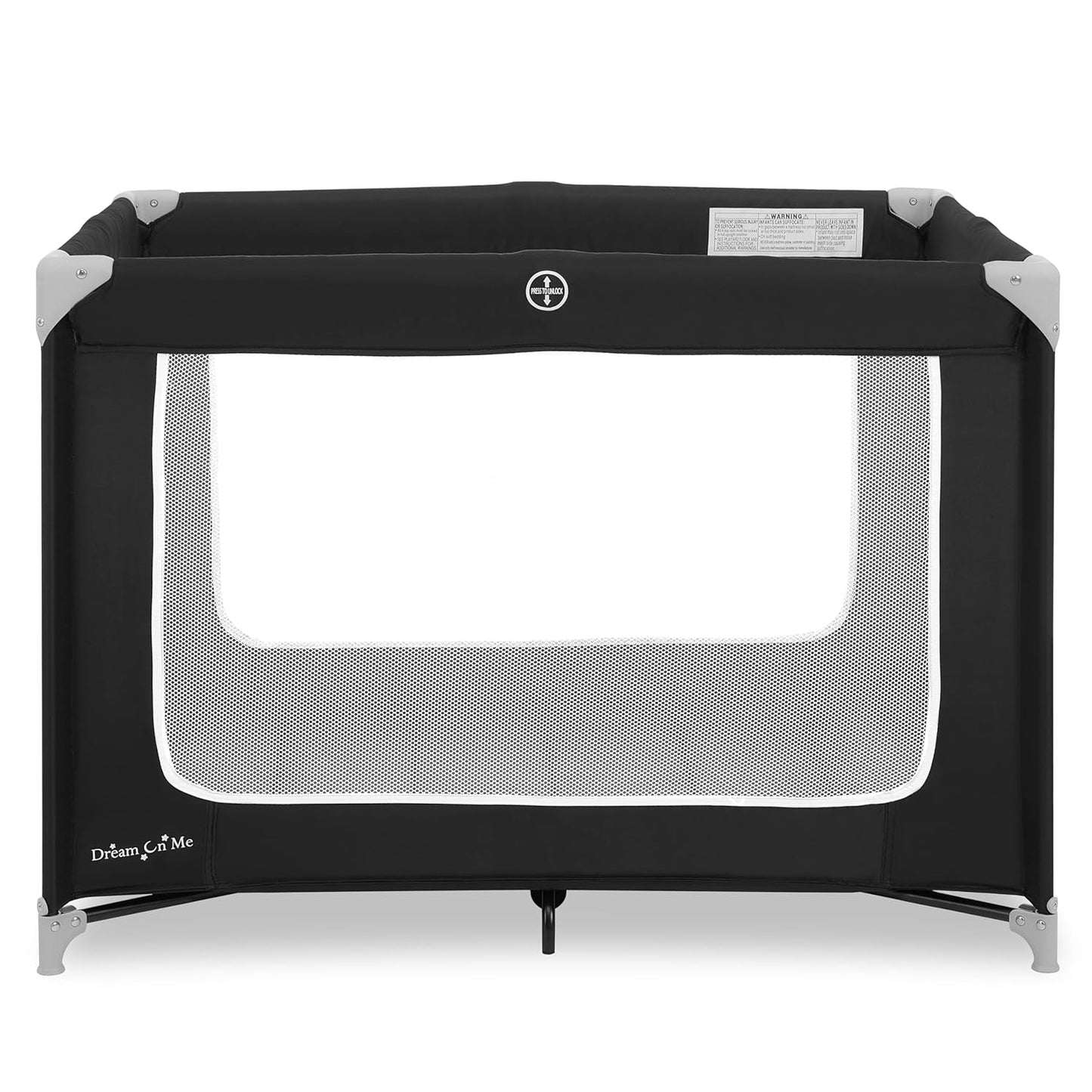 Dream On Me Zoom Portable Playard in Black, Lightweight, Packable and Easy Setup Baby Playard, Breathable Mesh Sides and Soft Fabric - Comes with a Removable Padded Mat