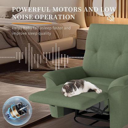 Power Swivel Rocker Recliner Chair for Nursery, Upholstered Glider Rocking Chair with Phone Holder,USB Ports, Small Recliners for Small Spaces Living Room, Bedroom