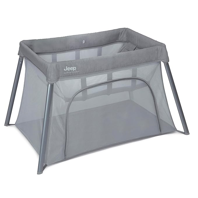 Jeep Horizon Compact Travel 2-in-1 Play Yard and Bassinet, Light Grey