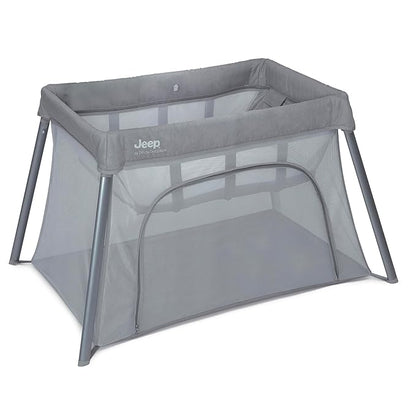 Jeep Horizon Compact Travel 2-in-1 Play Yard and Bassinet, Light Grey