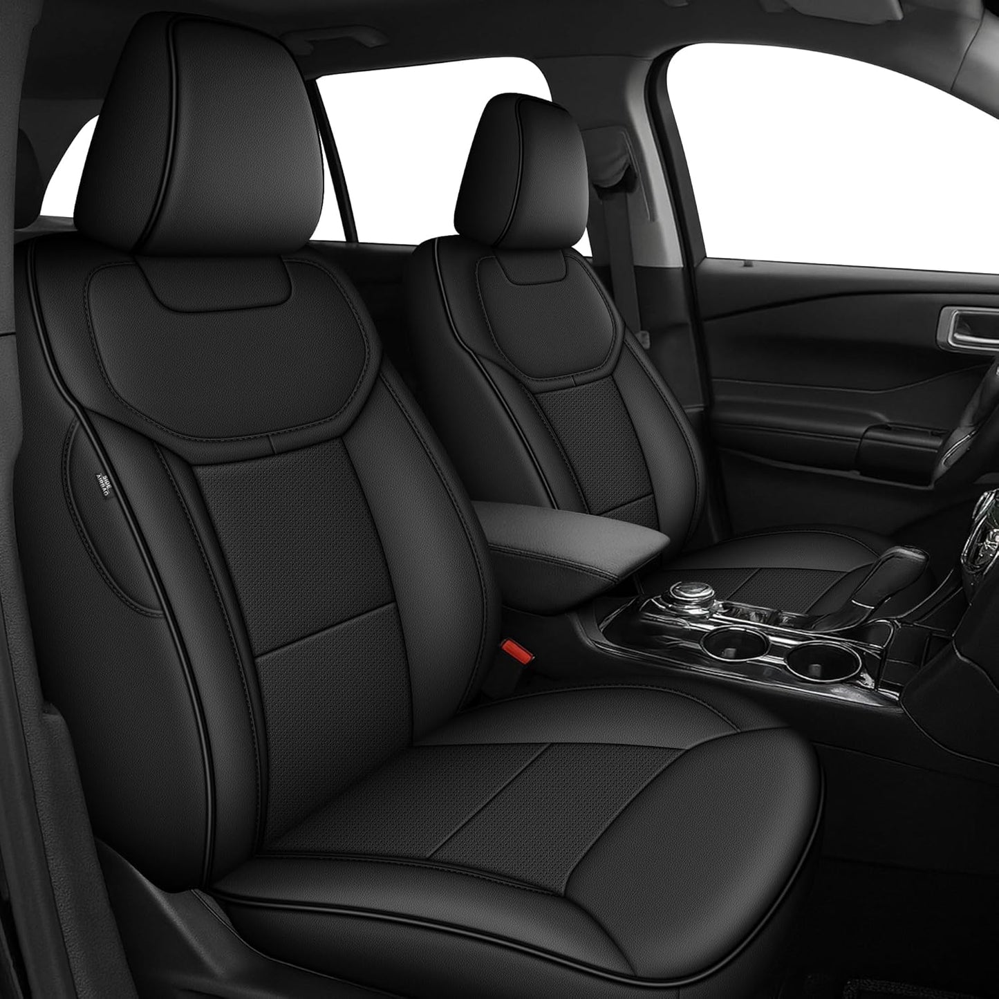 AOMSAZTO Seat Covers for Ford Mustang Coupe 2015 2016 2017 2018 2019 2020 2021 2022 2023 2024 2025 2026, Custom Fit Full Set Faux Leather (New Red)