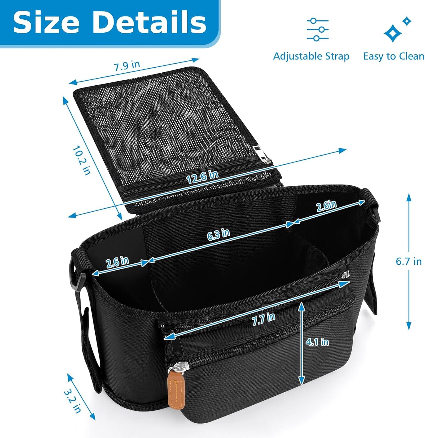 Accmor Universal Stroller Organizer with Detachable Phone Bag, Stroller Bag Caddy Organizer Stroller Accessories for Uppababy, Baby Jogger, Nuna, Doona, Britax Strollers