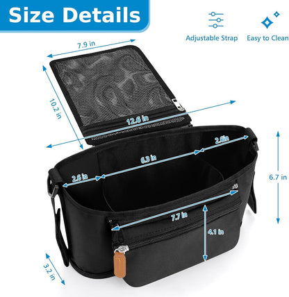 Accmor Universal Stroller Organizer with Detachable Phone Bag, Stroller Bag Caddy Organizer Stroller Accessories for Uppababy, Baby Jogger, Nuna, Doona, Britax Strollers