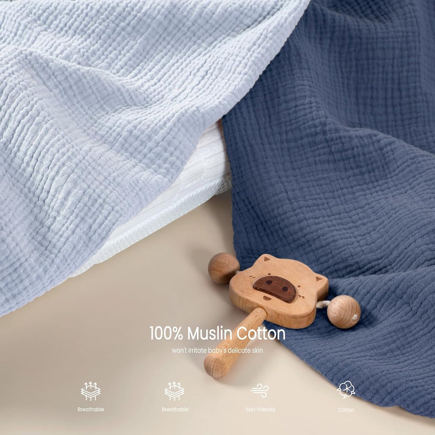 lulumoon Muslin Bassinet Sheets for Baby: Soft Bedside Sleeper Bassinet Fitted Sheets for Boys and Girls