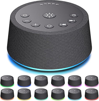 SoundLegend White Noise Sleep Sound Machines 30 Sounds 12 Colors Light 32-Level Volume 5 Timers for Home Travel Gift Adjustable Brightness Memory Function Compact