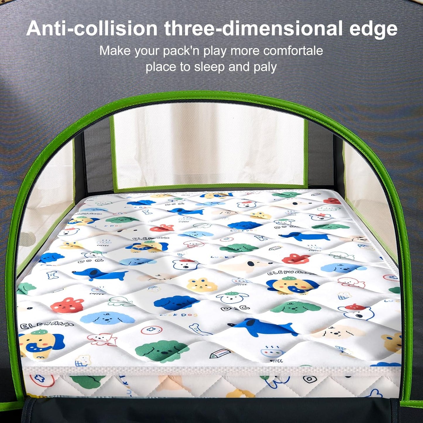 Pack and Play Mattress - 38" x 26"- Premium Knitted Fabric Safety Reinforced Play Yard Mattress - Fits for Graco & Baby Trend & Pamo Babe Playard, Firm Support and Comfort Foam，White