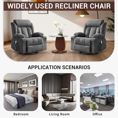 GarveeLife Rocking Recliner Chair for Nursery Glider Recliner with Cup Holder Swivel Rocker with Upholstered Deep Seat Comfy Single Sofa for Living Room Grey