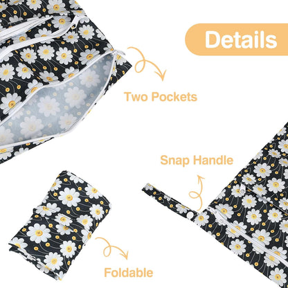 Wet Dry Bags 2-Pack with Cute Dolphin Print - Waterproof Travel Organizer for Swimming Pool Beach Gym Baby Cloth Diapers Swimwear with Dual Zippers