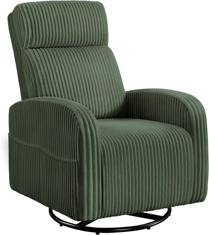 Yaheetech 360° Swivel Glider Chair for Nursery, Rocking Chair Nursing Chair with Side Pockets, Corduroy Glider for Living Room with High Back Beige