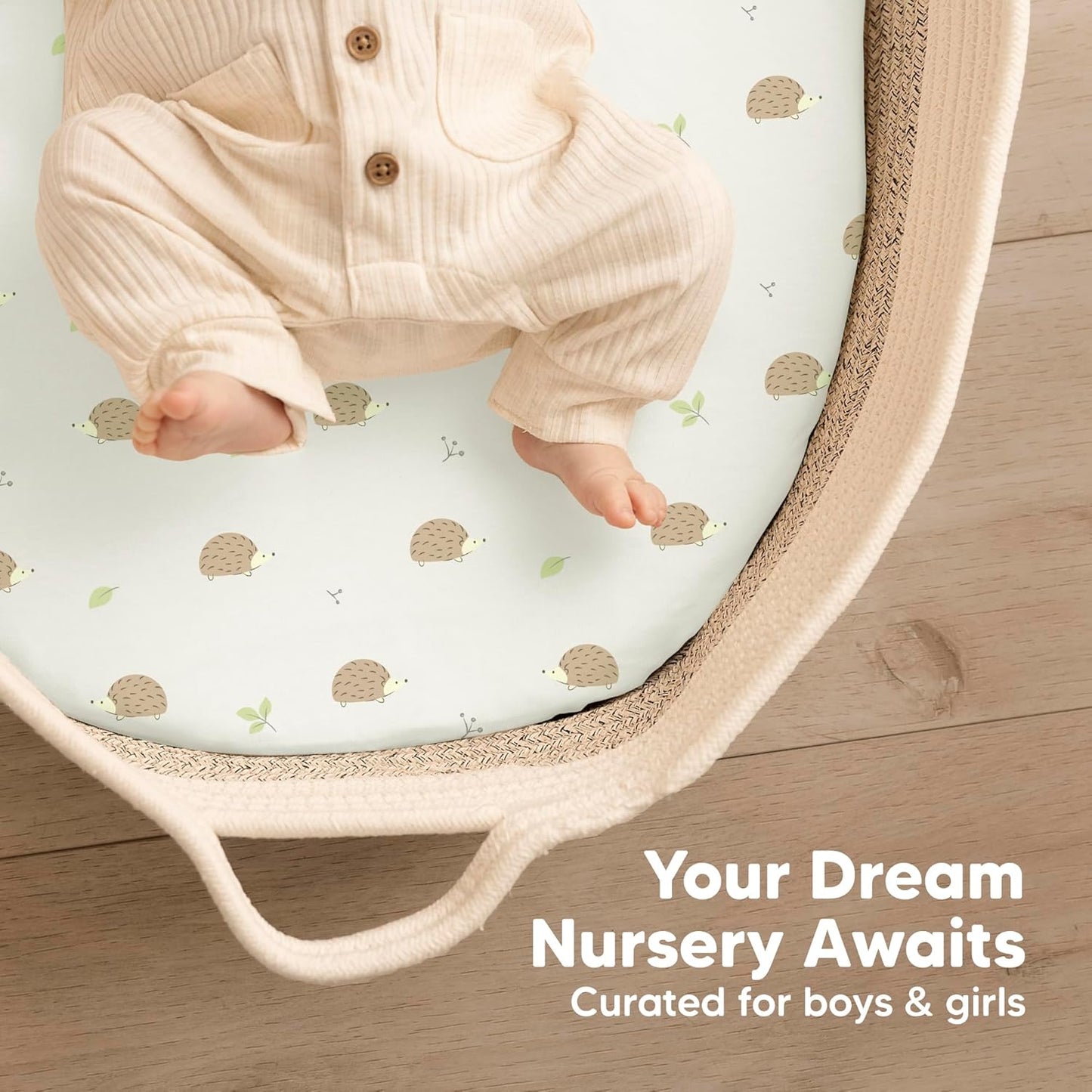 2-Pack Baby Bassinet Sheets Girl, Boy - 33x17 Viscose Derived from Bamboo Bedside Mattress Fitted Bassinet Sheets, Compatible with Halo Bassinest Swivel Sleeper, Baby Delight, Graco (Pecan)