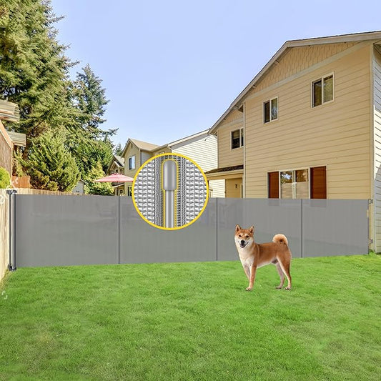 Reinforced 42” Tall x 200” Extra Wide Retractable Gate, Tall Dog Gate with Support Rods, Extra Long Baby Gate for Large Opening Indoor Safety Gate for Doorways Outdoor Garage Gates for Dogs, Gray