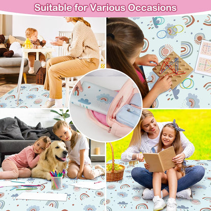 Basumee Splat Mat High Chair Mat Waterproof Baby Play Splat Mat for Under High Chair Food Catcher Highchair Mat for Floor Non Slip Bottom, Pink Rainbow, 46x42 Inches
