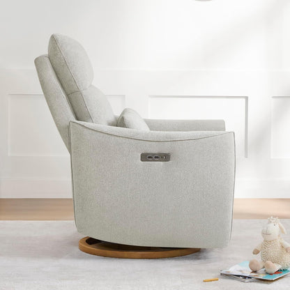 CHITA Swivel Rocker Recliner Chair, Power Nursery Glider Recliner, Nursery Rocking Chair with Adjustable Power Headrest, FSC Certified, Solid Wood Base, Moss Green