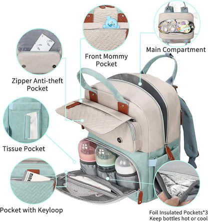Legestori Diaper Bag Backpack, Baby Diaper Bag for Girls Boys, Multipurpose Baby Backpack for Women, Large Baby Essentials Travel Bag with Insulated Pockets and Stroller Straps