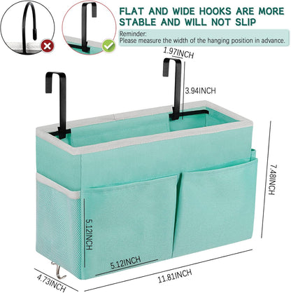 Bedside Storage Organizer 5 Pockets with 4 Hooks Hanging Storage Bag for Headboards/Bunk Bed (Pink)