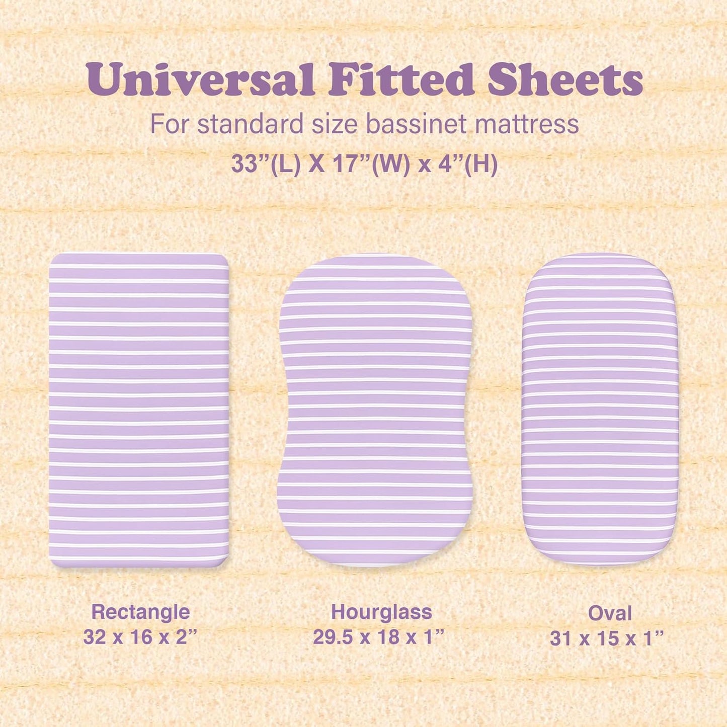 3-Pack Bedside Sleeper Bassinet Sheets | GOTS Certified Organic 100% Muslin Cotton | Ultra Soft & Breathable | 33×20×4” Fitted Sheets | Universal Fit 29–33” x 17–21” Pads