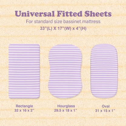 3-Pack Bedside Sleeper Bassinet Sheets | GOTS Certified Organic 100% Muslin Cotton | Ultra Soft & Breathable | 33×20×4” Fitted Sheets | Universal Fit 29–33” x 17–21” Pads