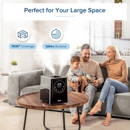 LEVOIT Humidifiers for Bedroom Home, Smart Warm and Cool Mist Air Humidifier for Large Room, Auto Customized Humidity, Fast Symptom Relief, Easy Top Fill, Essential Oil, Quiet, OasisMist4.5L, White