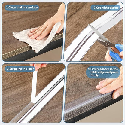 Edge Corner Protector Baby Proofing 6.6ft (2M) with 8 Corners, Clear Soft Corner Protectors Baby Proof, Furniture Corner Guard & Edge Safety, Edge Protector for Table and Fireplace
