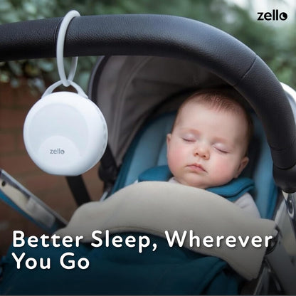 Zello | Portable White Noise Machine | 30 Soothing Sounds | 7 Colour Moon Nightlight | Sleep Timer | 20+ Hours Battery USB Recharge | Clips to Prams, Cots, Cribs | Baby Sleep Aid | Sleep Sound Machine
