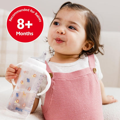 NUK First Choice Large Learner Cup 2.0, 10 oz. Sippy Cup with Handles, Spill Proof, Leak Proof Soft Straw Cup, 2-Pack