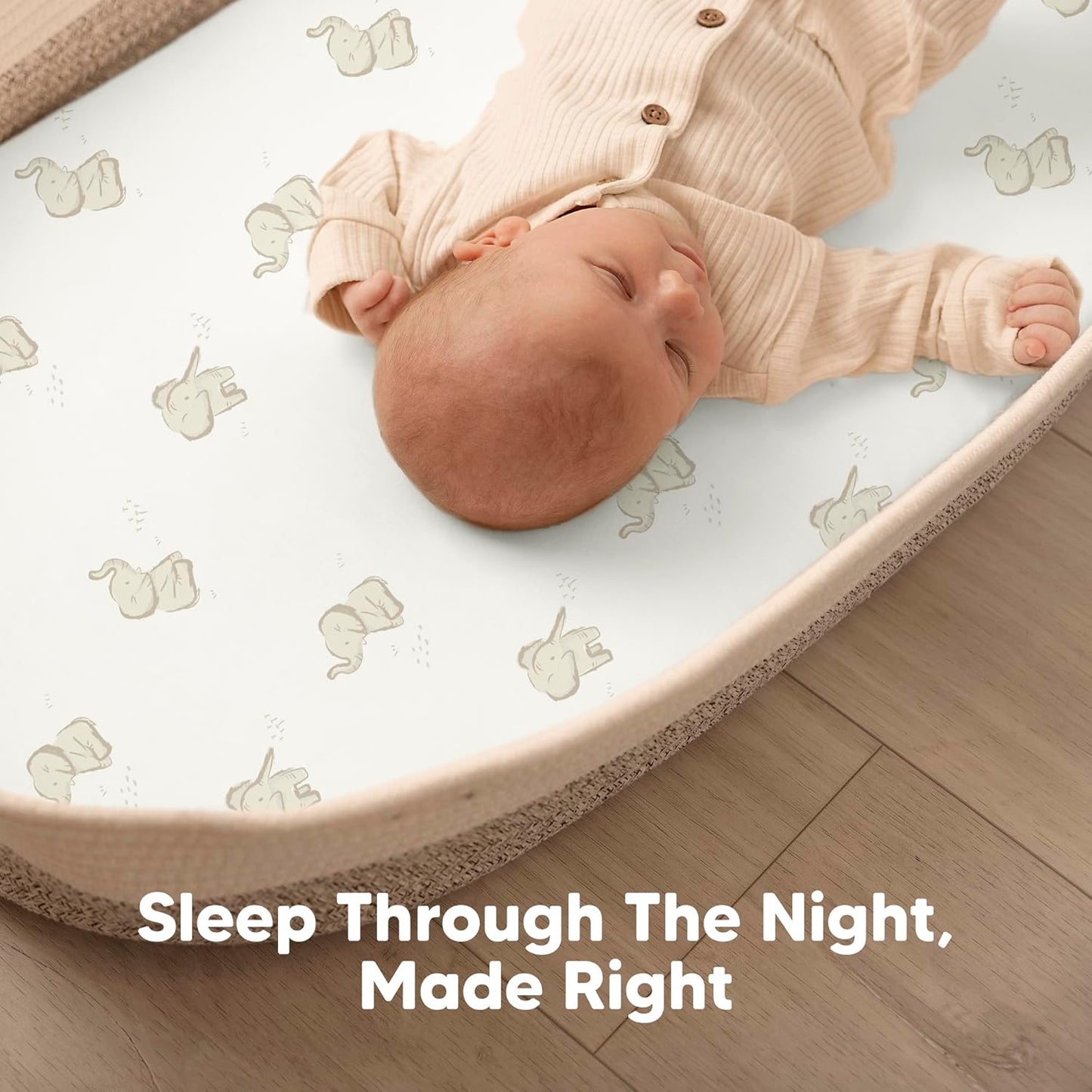 2-Pack Baby Bassinet Sheets Girl, Boy - 33x17 Viscose Derived from Bamboo Bedside Mattress Fitted Bassinet Sheets, Compatible with Halo Bassinest Swivel Sleeper, Baby Delight, Graco (Pecan)