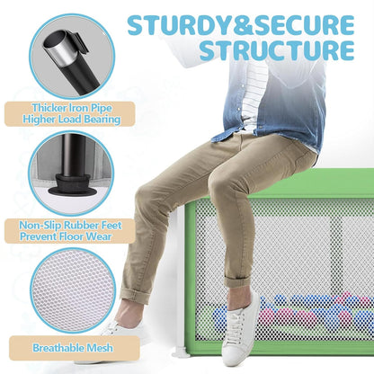 TOREVSIOR Foldable Baby Playpen with Mat, 50"×50" Collapsible Play Pen for Babies and Toddlers, Indoor & Outdoor Kids Safety Play Pen, Portable Play Yard, Foldable Baby Playpen with 50 Ocean Balls