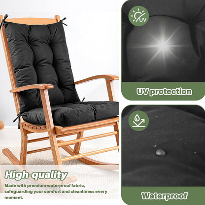 Rocking Chair Cushion with Ties Non-Slip Outdoor Rocking Chair Cushion Set Waterproof Fade-Resistant Porch Garden Patio Glider Rocker Cushions