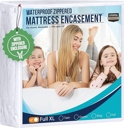 Utopia Bedding Mattress Protector Zippered Full XL Size, 100% Waterproof Bed Bug and Dust Mite Proof Mattress Encasement, Absorbent 6 Sided Mattress Cover