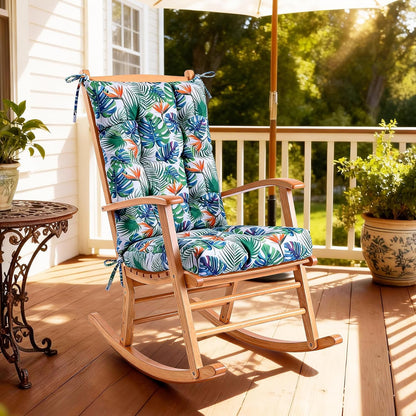 Rocking Chair Cushion with Ties Non-Slip Outdoor Rocking Chair Cushion Set Waterproof Fade-Resistant Porch Garden Patio Glider Rocker Cushions