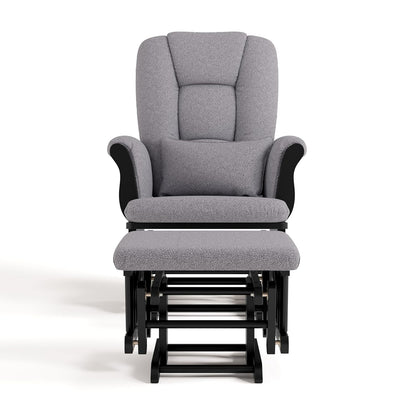 Storkcraft Tuscany Glider with Ottoman (Black/Gray) — GREENGUARD Gold Certified, Bonus Lumbar Cushion Included, Solid Wood Base, Smooth Motion, Award-Winning Nursery Rocking Chair, Glider and Ottoman