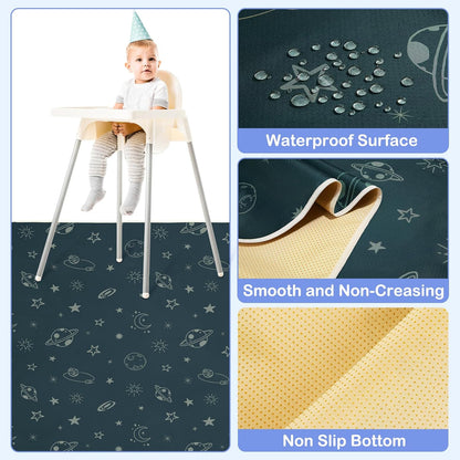 Basumee Splat Mat High Chair Mat Waterproof Baby Play Splat Mat for Under High Chair Food Catcher Highchair Mat for Floor Non Slip Bottom, Pink Rainbow, 46x42 Inches