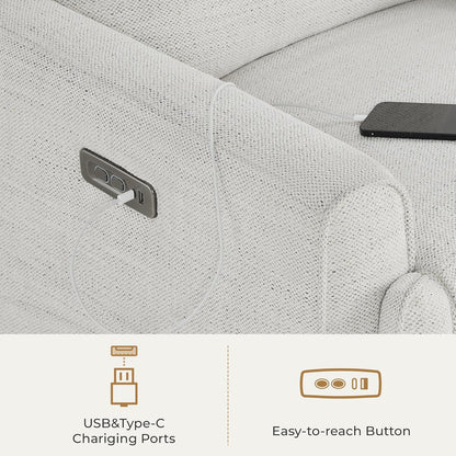 CHITA Power Recliner Chair Swivel Glider with Adjustable Power Headrest, FSC Certified Electronic Modern Nursery Rocking Chair with USB and Type-C Ports, Boucle White
