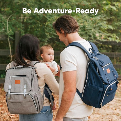 KeaBabies Baby Diaper Bag Backpack with Changing Pad - Waterproof Baby Bag for Mom and Dad, Insulated Bottle Pockets, Durable Toddler, Twin, Boy Girl Diaper Backpack for Travel, Large (Classic Gray)