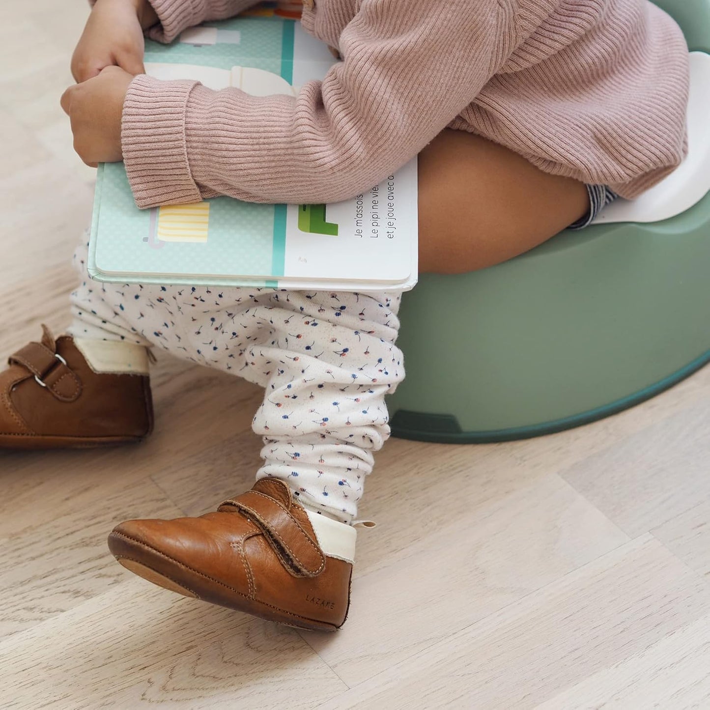 BEABA Ergonomic Training Potty, Provides Comfort and Support, Lightweight & Portable, Compact Toddler Potty (Rain)