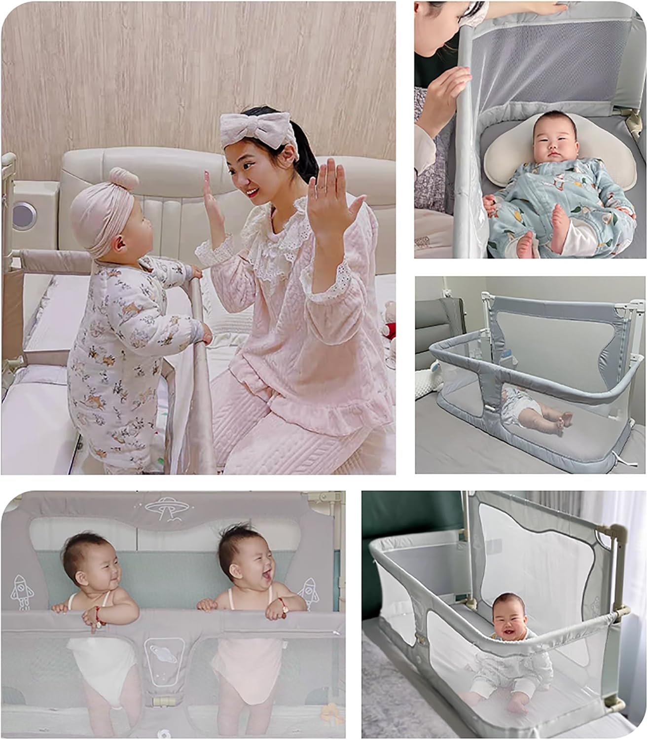3 in 1 Baby bassinets bedside sleeper, co sleeping bed for baby, for co sleeper for baby in bed, Portable Crib, breathable and visible mesh window,soft washable liner cover and sturdy aluminum alloy (