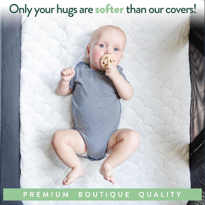 Joey + Joan Waterproof Bassinet Mattress Pad Cover 19" x 32" for Cowiewie Bedside Sleeper Bassinet Sheets – Made from Ultra Soft Bamboo Viscose Terry – 2 Pack